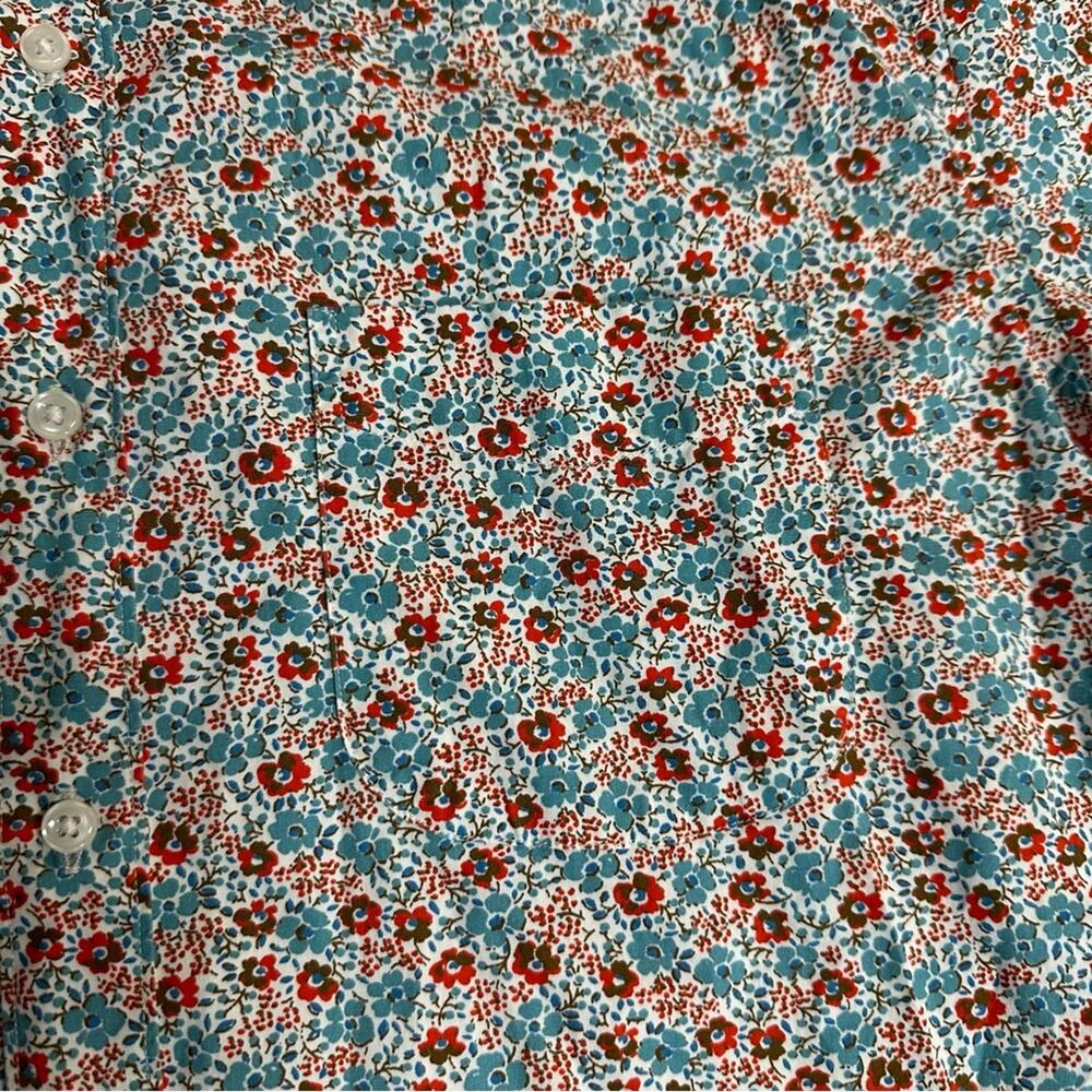 J.Crew Short-sleeve stretch Secret Wash shirt in white floral Size Large - Picture 7 of 8